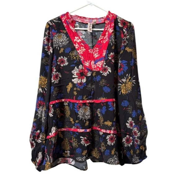 dolan Tops - Anthropologie Dolan Women Shirt Medium Ruffle Floral Red Romantic Tiered Boho‎